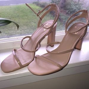 Tan strappy No 6 block heels size 9